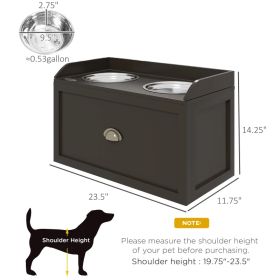 Pet Feeding Station Pet Dish Bowl Set With Storage, 2 Elevated Dog Bowls For Large Sized Dogs, Coffee