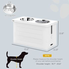 PawHut Elevated Dog Bowls With Slow Feeder Mat, Storage Cabinet, 3 Stainless Steel Bowls For Large & Extra Large Dogs, White