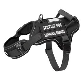 Tactical Service Dog Harness With Handle, No-Pull Adjustable Reflective Pet Vest Harness For Easy Walking And Training (Option: Black-M)